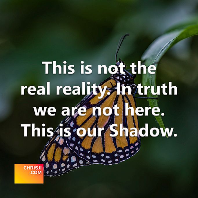 This is not the real reality. In truth we are not here. This is our Shadow.